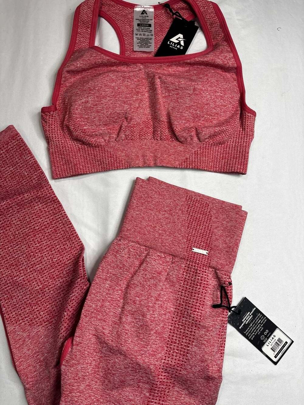 Lilias Active The Signature Collection Seamless Workout Set Red Melange Large